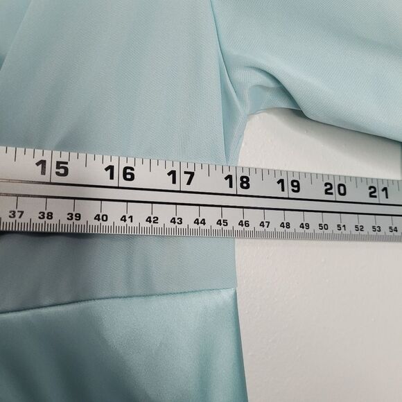 Vintage Sears light blue green button front butterfly embroidery sleep robe coat - Picture 5 of 6